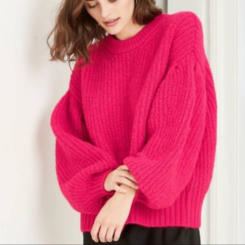 A New Day balloon sleeve oversized pullover sweater size XS